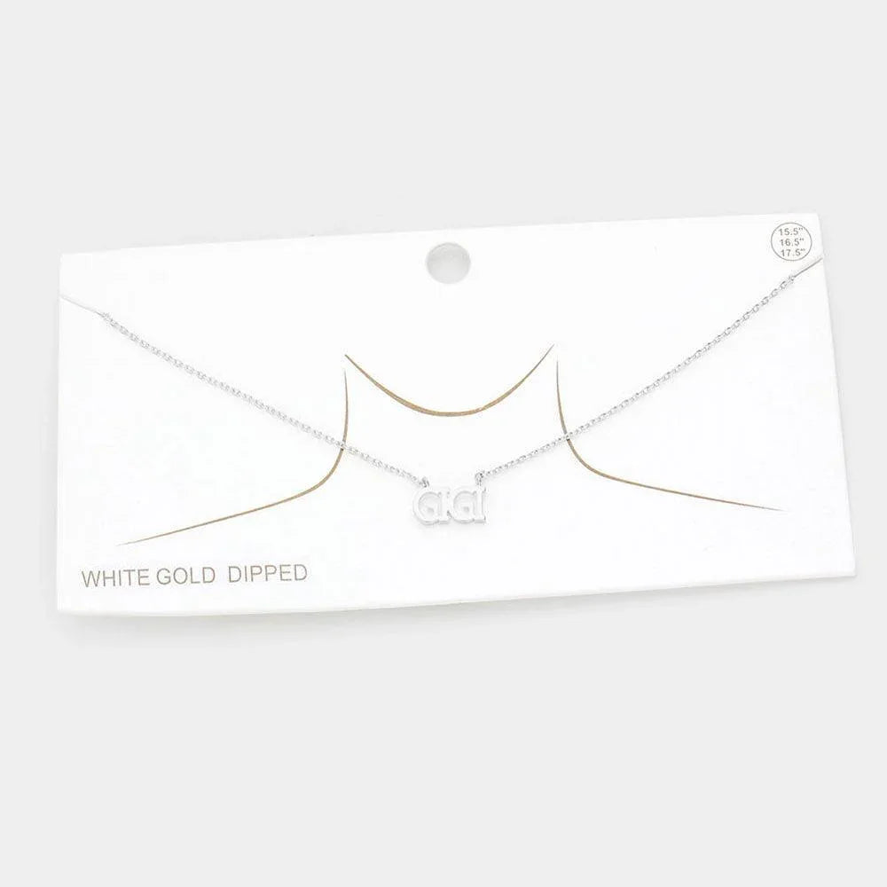 Gold GIGI White Gold Dipped Metal Message Pendant Necklace - Jewelry Store by Erik Rayo