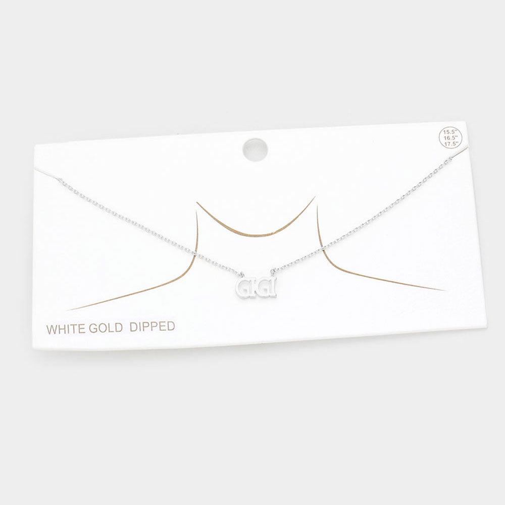 Gold GIGI White Gold Dipped Metal Message Pendant Necklace