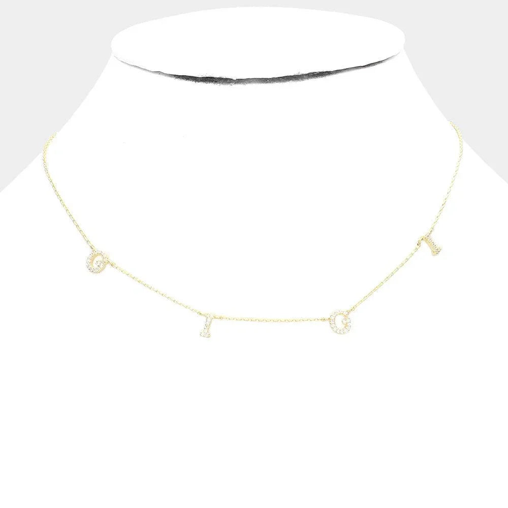 Gold Gold Dipped CZ GIGI Message Pendant Necklace - Jewelry Store by Erik Rayo