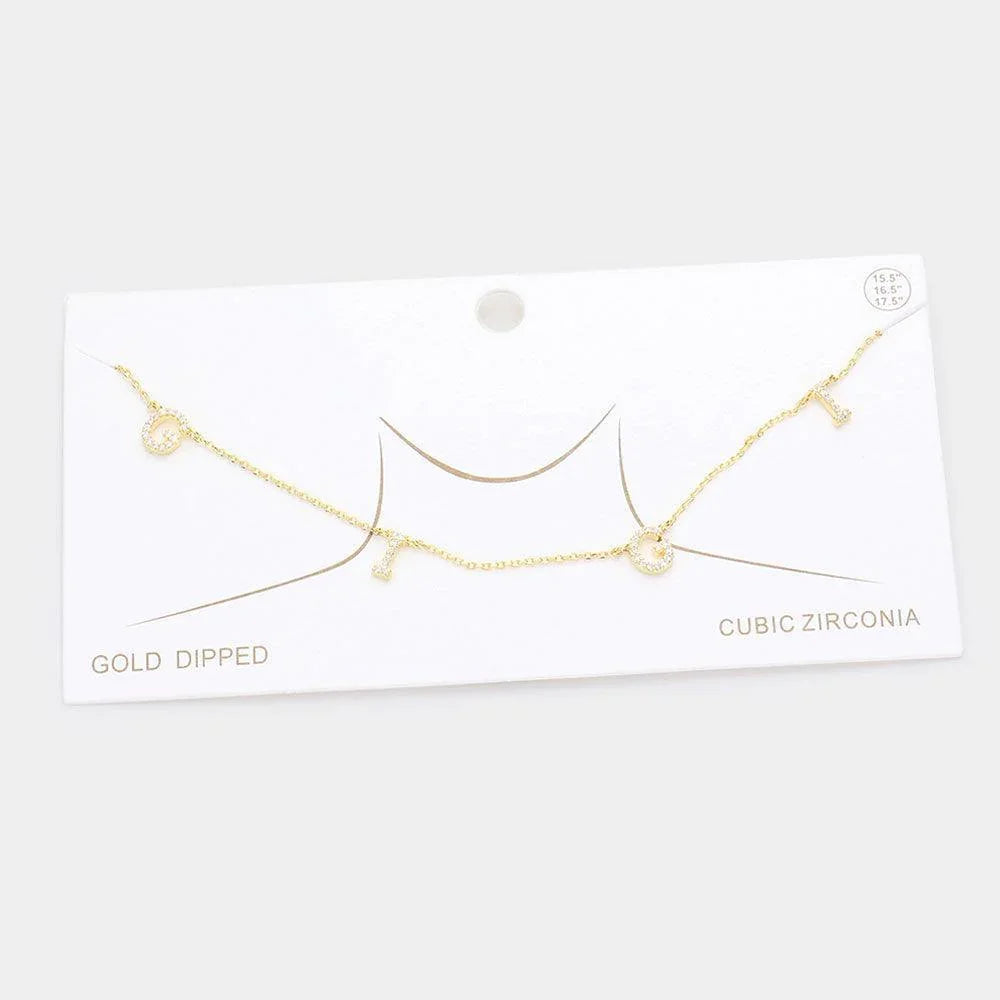 Gold Gold Dipped CZ GIGI Message Pendant Necklace - Jewelry Store by Erik Rayo