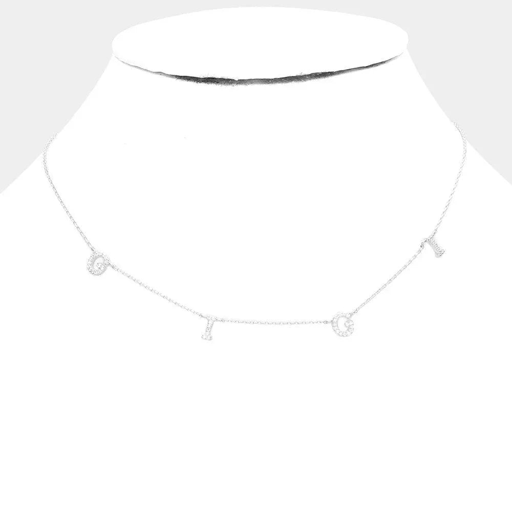 Gold White Gold Dipped CZ GIGI Message Pendant Necklace - Jewelry Store by Erik Rayo