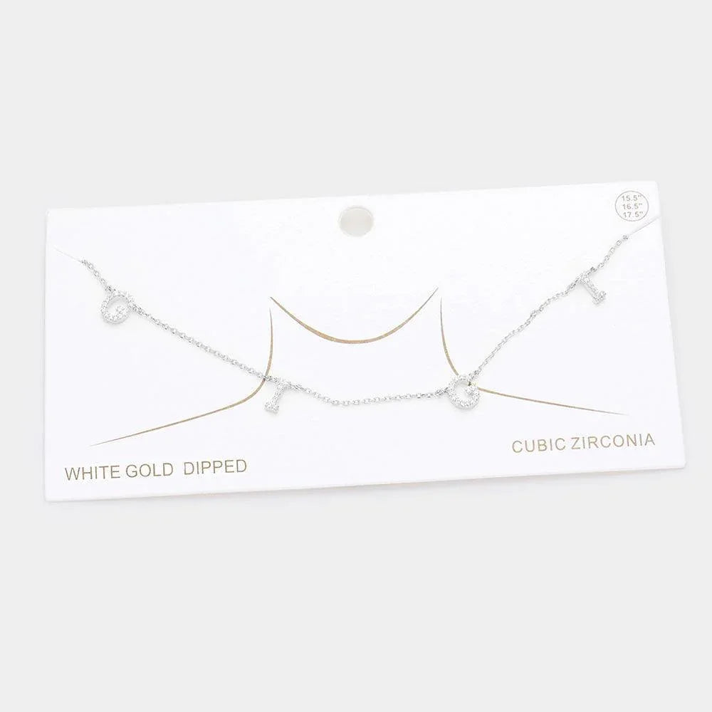 Gold White Gold Dipped CZ GIGI Message Pendant Necklace - Jewelry Store by Erik Rayo
