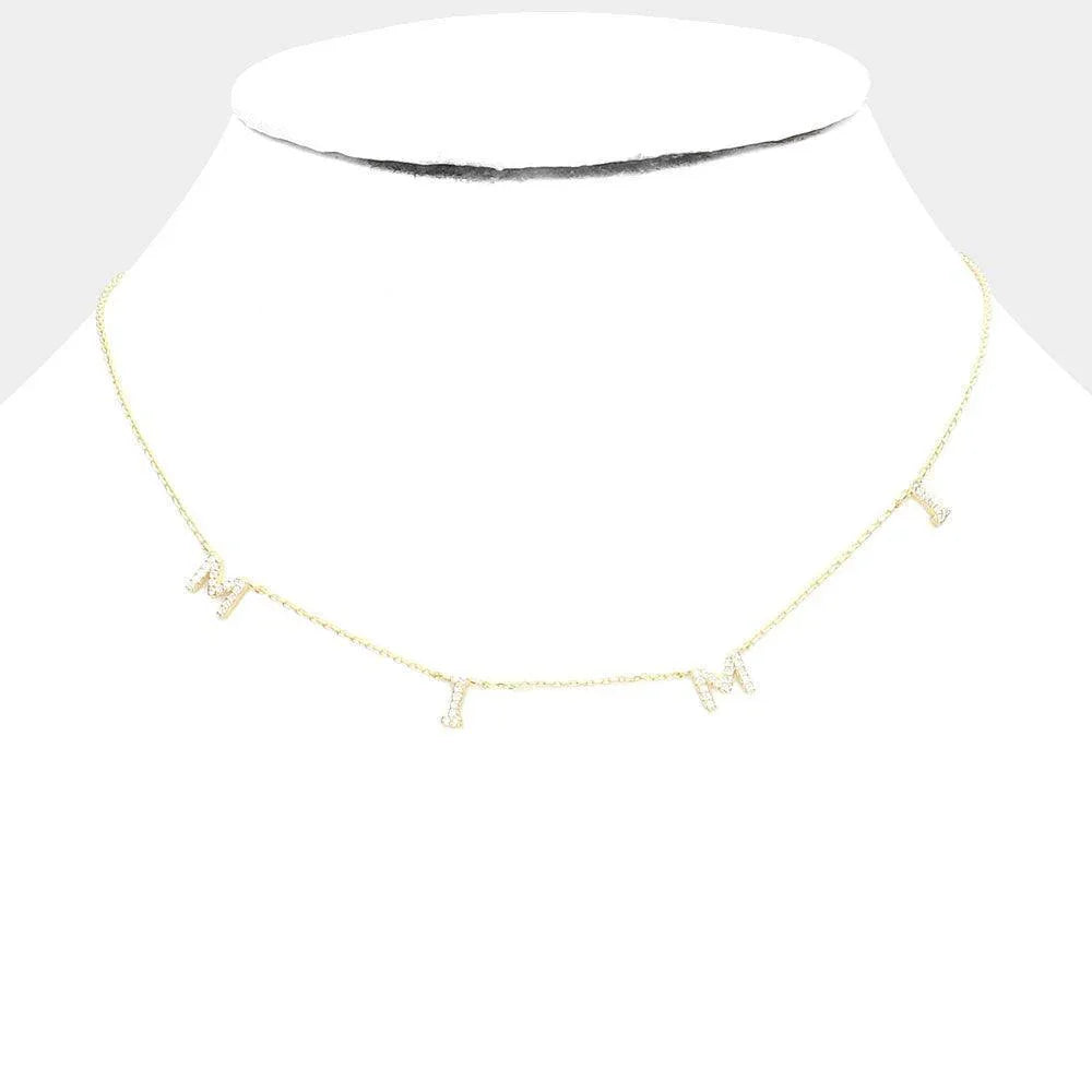 Gold Gold Dipped CZ MIMI Message Pendant Necklace - Jewelry Store by Erik Rayo