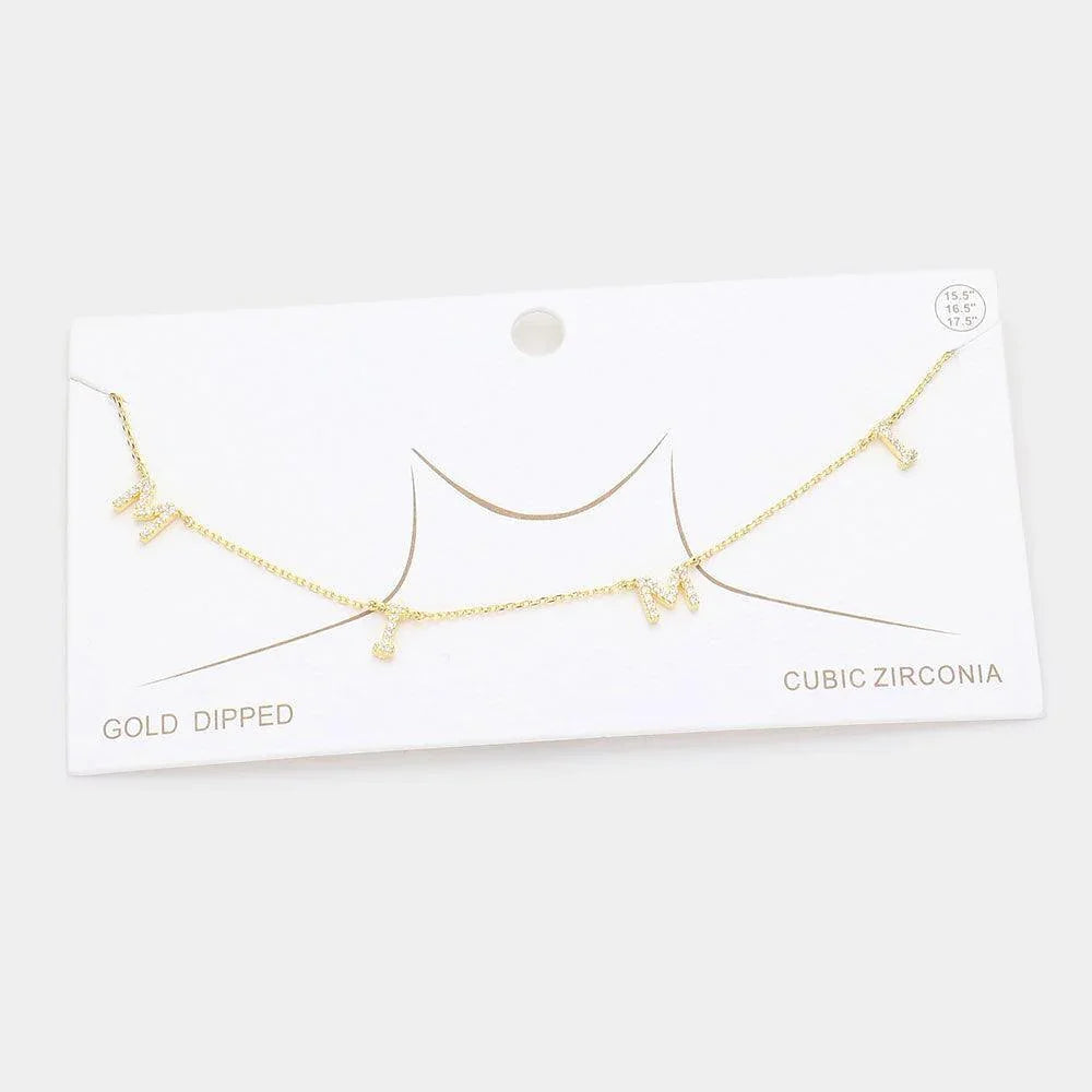 Gold Gold Dipped CZ MIMI Message Pendant Necklace - Jewelry Store by Erik Rayo