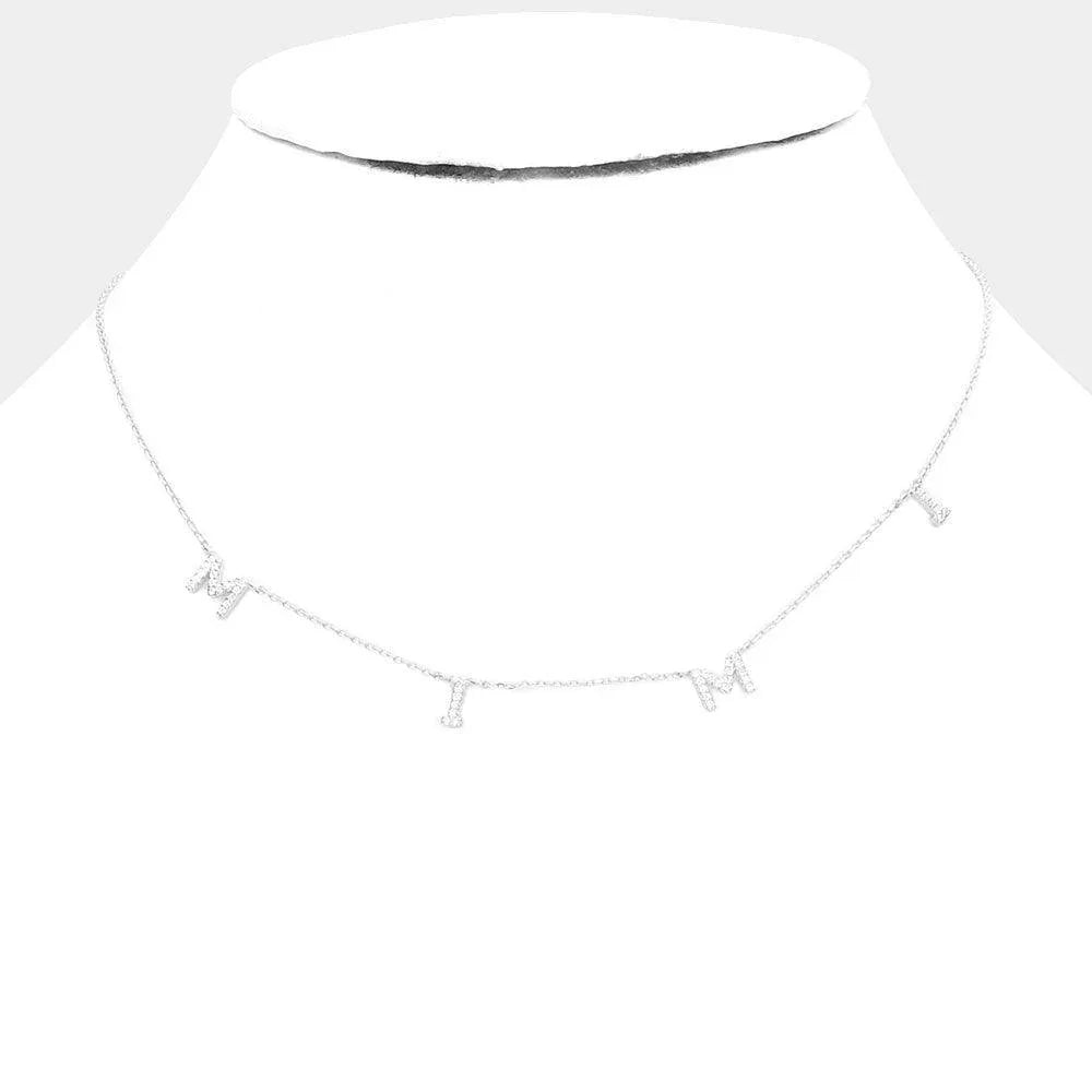 Gold White Gold Dipped CZ MIMI Message Pendant Necklace - Jewelry Store by Erik Rayo