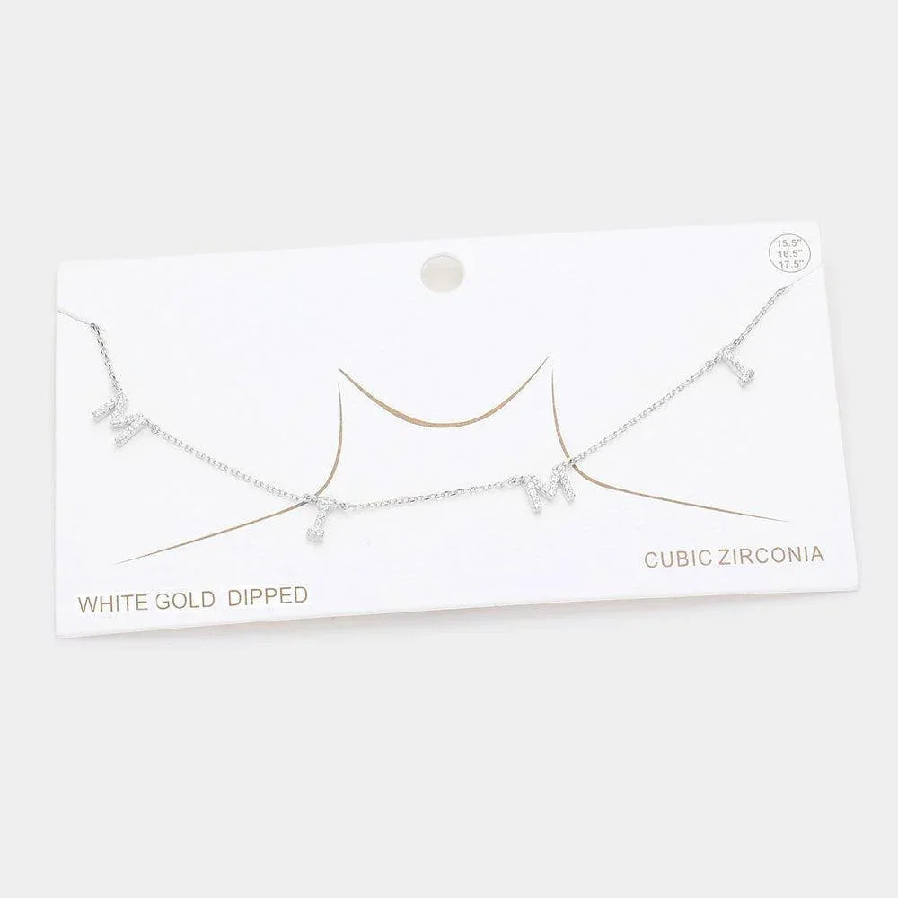 Gold White Gold Dipped CZ MIMI Message Pendant Necklace - Jewelry Store by Erik Rayo