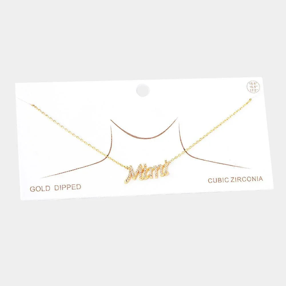 Gold Gold Dipped CZ Mimi Message Pendant Necklace - Jewelry Store by Erik Rayo