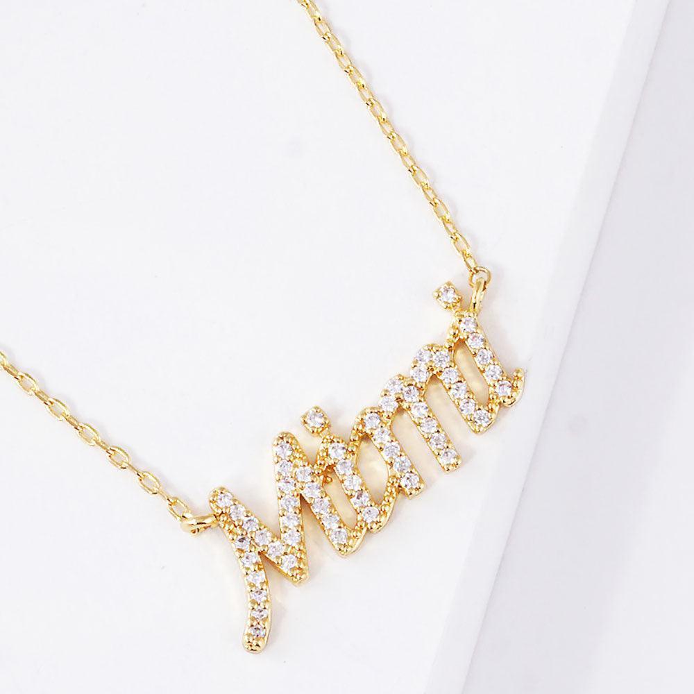 Gold Gold Dipped CZ Mimi Message Pendant Necklace - Jewelry Store by Erik Rayo