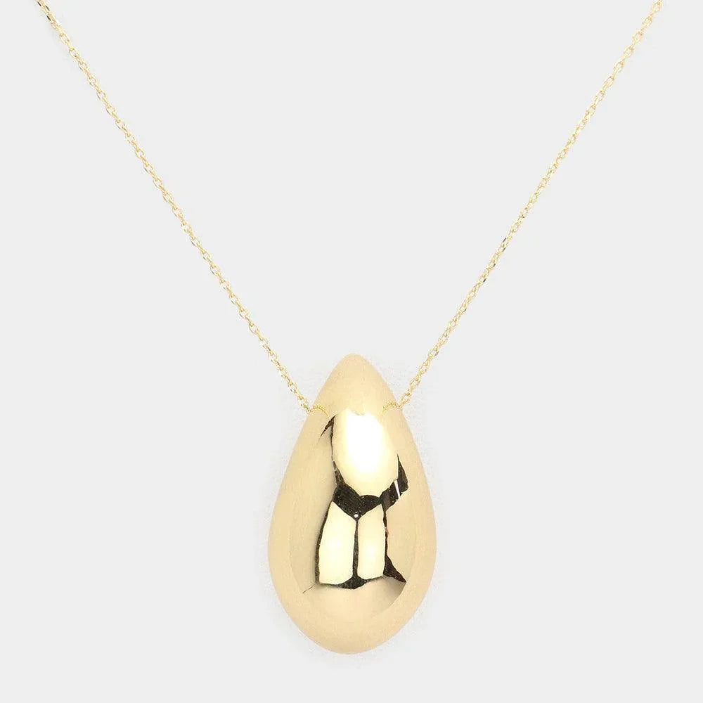 Gold Metal Teardrop Pendant Necklace - Jewelry Store by Erik Rayo