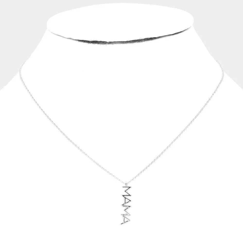 Gold White Gold Dipped Mama Metal Message Pendant Necklace - Jewelry Store by Erik Rayo