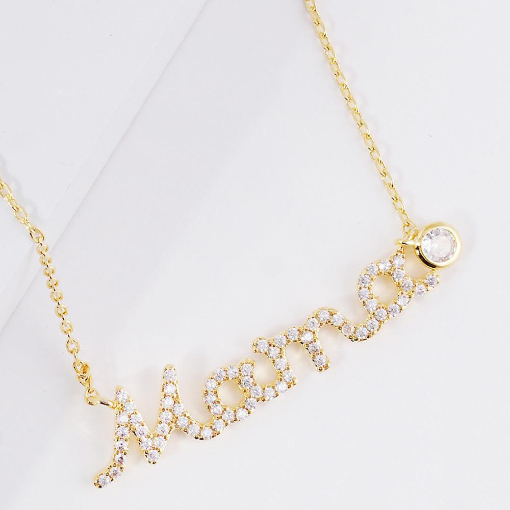 Gold April Birthstone MAMA Message Pendant Necklace - Jewelry Store by Erik Rayo