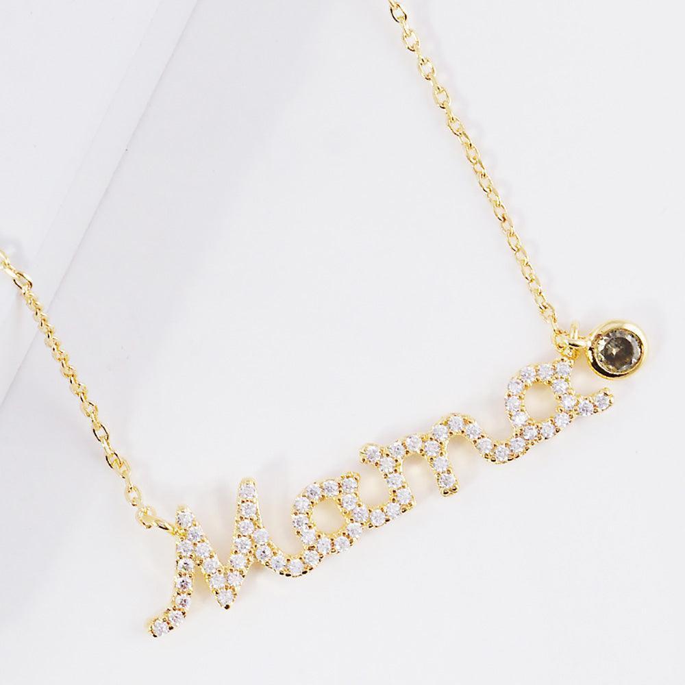 Gold August Birthstone MAMA Message Pendant Necklace - Jewelry Store by Erik Rayo