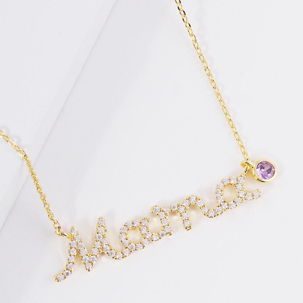 Gold June Birthstone MAMA Message Pendant Necklace - Jewelry Store by Erik Rayo
