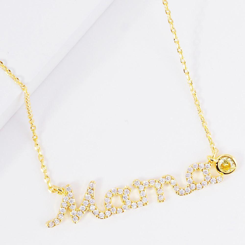 Gold November Birthstone MAMA Message Pendant Necklace - Jewelry Store by Erik Rayo