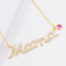 Load image into Gallery viewer, Gold October Birthstone MAMA Message Pendant Necklace
