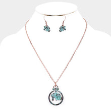 Load image into Gallery viewer, Elephant Metal Open Circle Pendant Necklace
