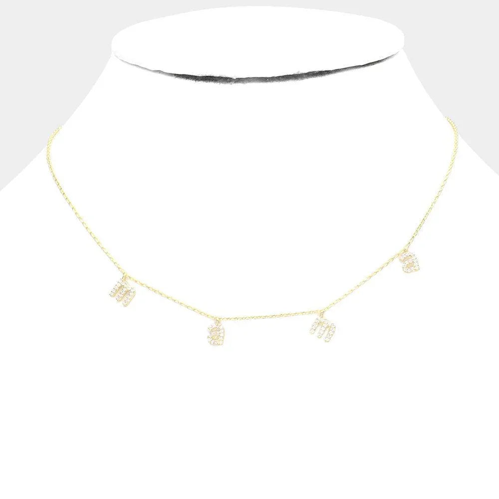 Gold Gold Dipped CZ MAMA Message Pendant Necklace - Jewelry Store by Erik Rayo