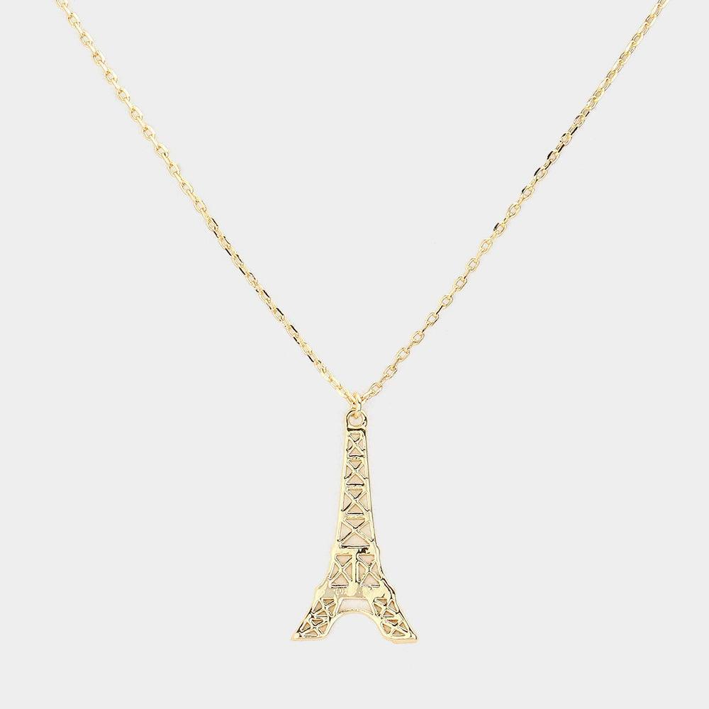 Gold Brass Metal Eiffel Tower Pendant Necklace - Jewelry Store by Erik Rayo