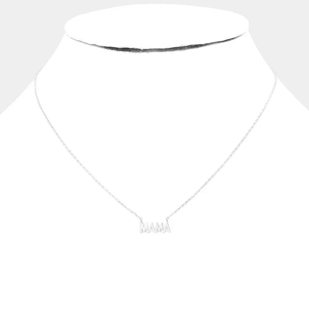 Gold White Gold Dipped Metal MAMA Message Pendant Necklace - Jewelry Store by Erik Rayo