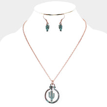 Load image into Gallery viewer, Cactus Metal Open Circle Pendant Necklace
