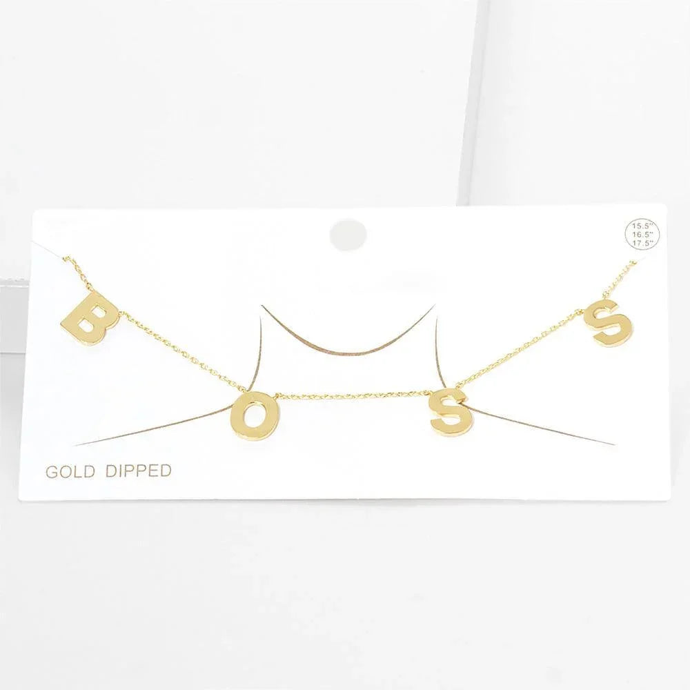 Gold BOSS Gold Dipped Message Pendant Necklace - Jewelry Store by Erik Rayo
