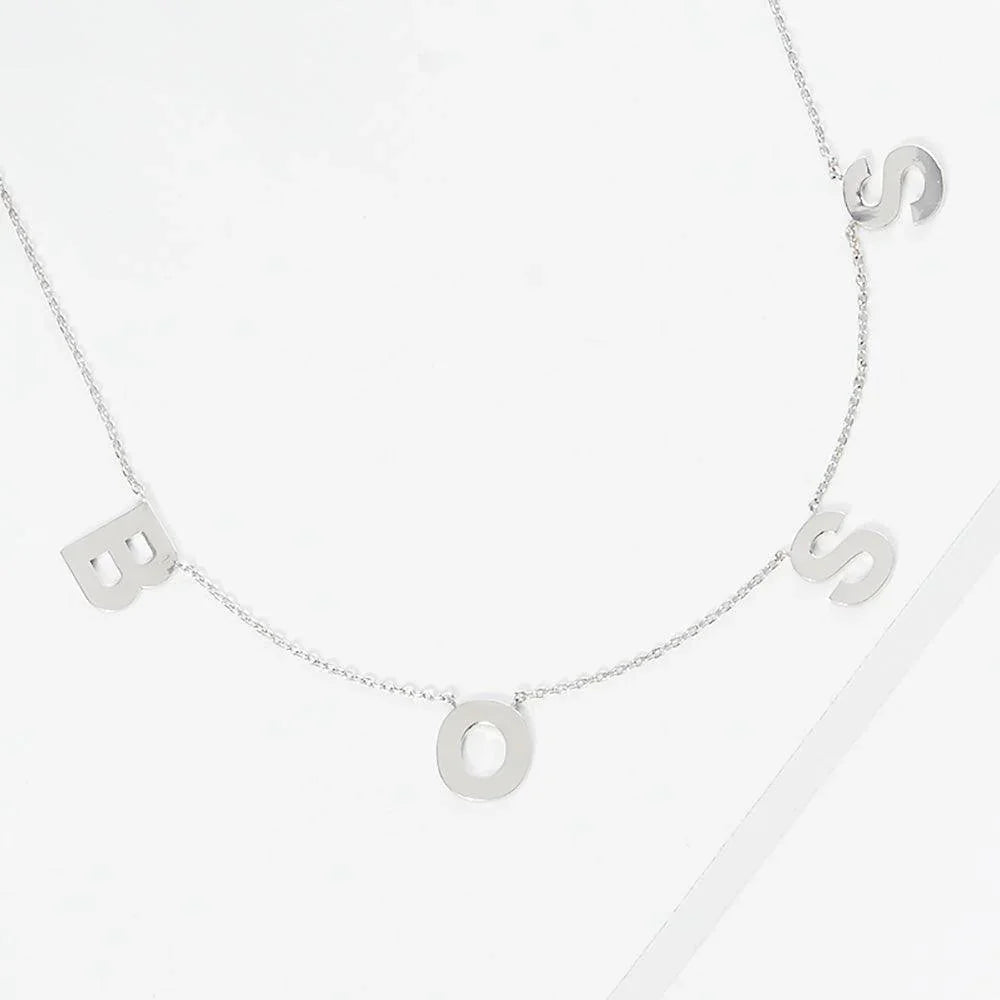 Gold BOSS White Gold Dipped Message Pendant Necklace - Jewelry Store by Erik Rayo