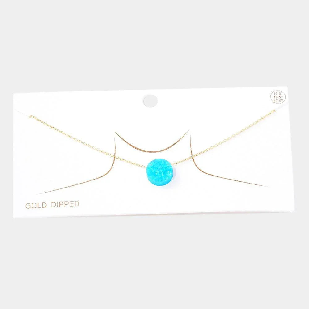 Gold Gold Dipped Glitter Round Pendant Necklace - Jewelry Store by Erik Rayo