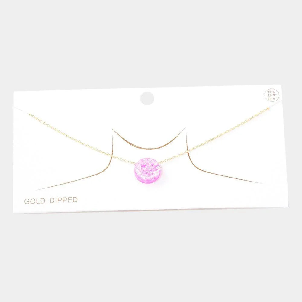 Gold Gold Dipped Glitter Round Pendant Necklace - Jewelry Store by Erik Rayo