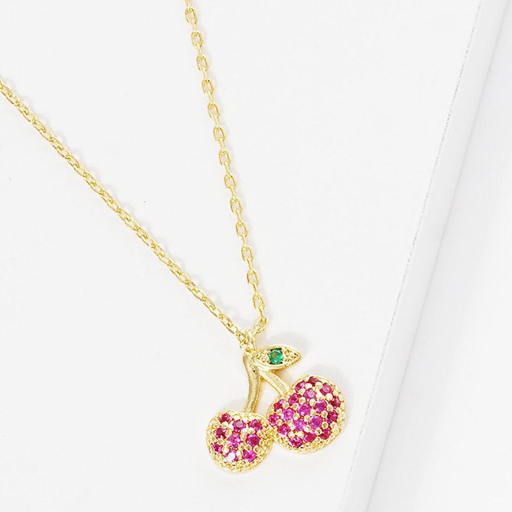 Gold Gold Dipped CZ Cherry Pendant Necklace - Jewelry Store by Erik Rayo