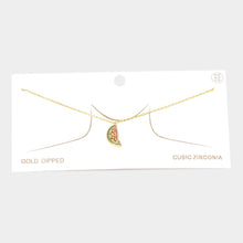 Load image into Gallery viewer, Gold Gold Dipped CZ Watermelon Pendant Necklace
