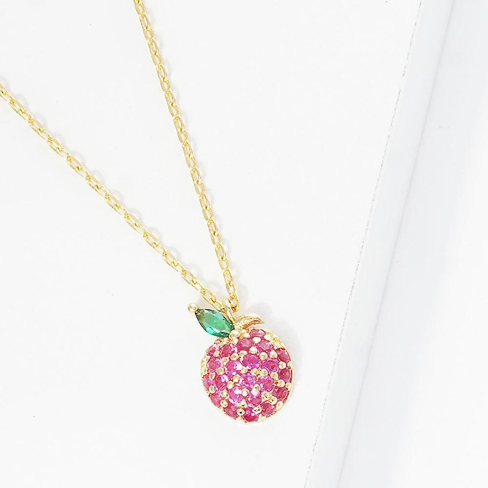 Gold Gold Dipped CZ Apple Pendant Necklace - Jewelry Store by Erik Rayo