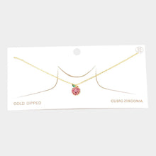 Load image into Gallery viewer, Gold Gold Dipped CZ Apple Pendant Necklace
