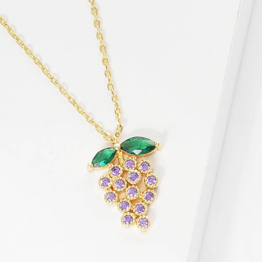 Purple Gold Dipped CZ Grape Pendant Necklace - Jewelry Store by Erik Rayo