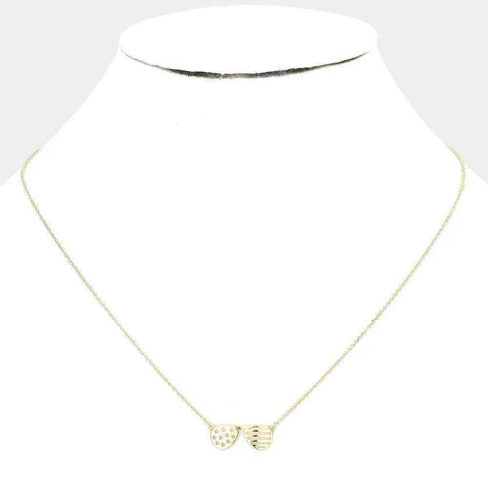 Gold Brass Metal Sunglasses Pendant Necklace - Jewelry Store by Erik Rayo