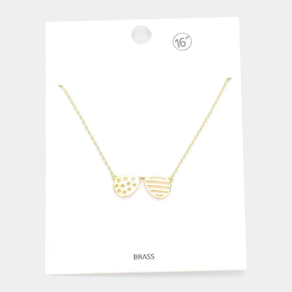 Gold Brass Metal Sunglasses Pendant Necklace - Jewelry Store by Erik Rayo