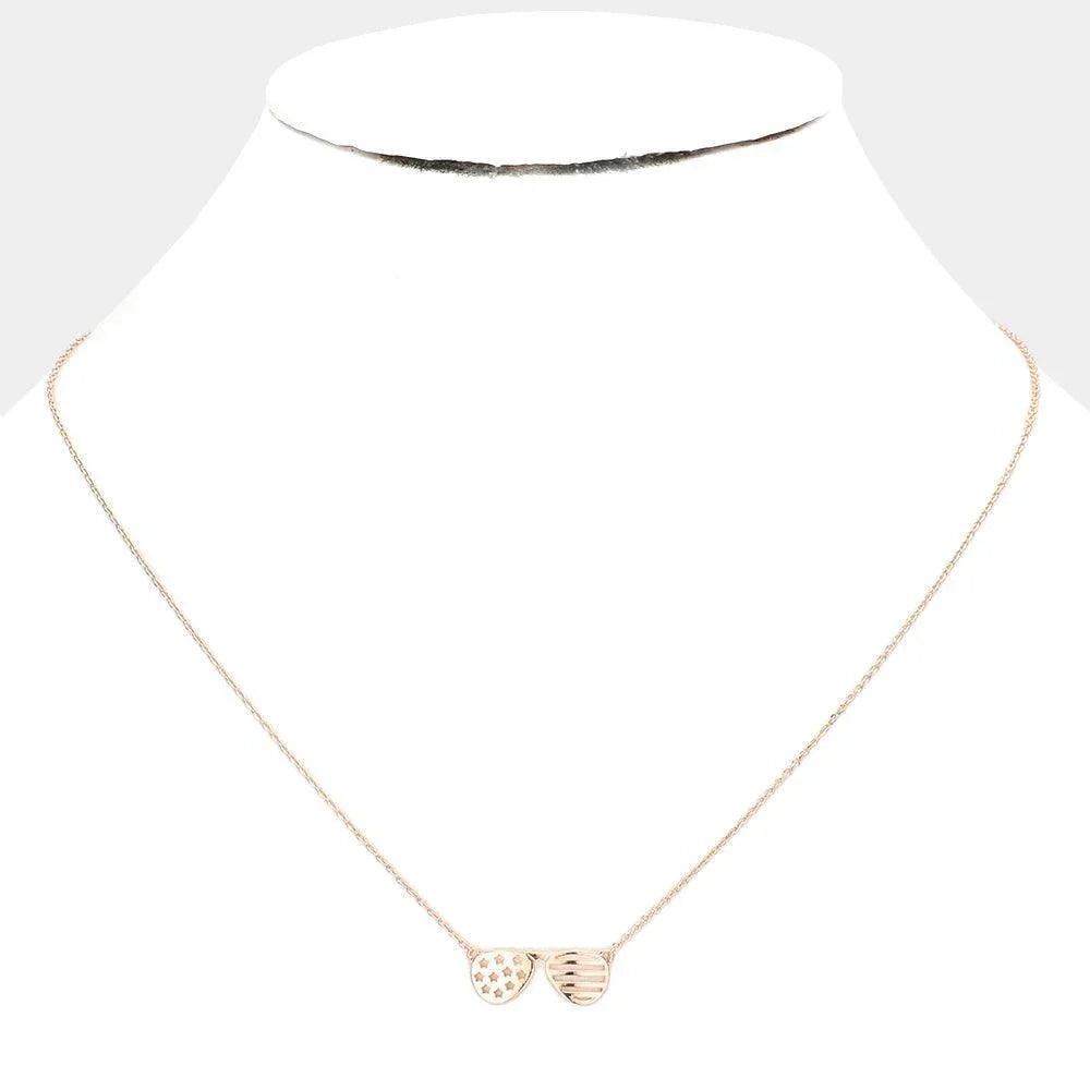 Rose Gold Brass Metal Sunglasses Pendant Necklace - Jewelry Store by Erik Rayo