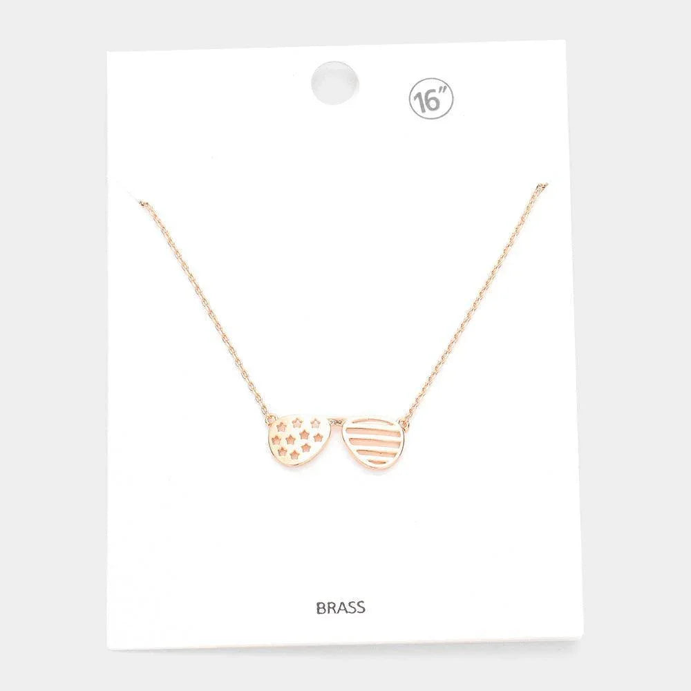 Rose Gold Brass Metal Sunglasses Pendant Necklace - Jewelry Store by Erik Rayo