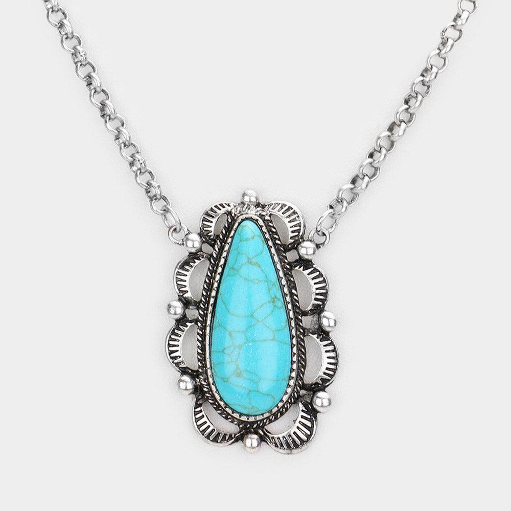 Natural Stone Teardrop Pendant Necklace - Jewelry Store by Erik Rayo