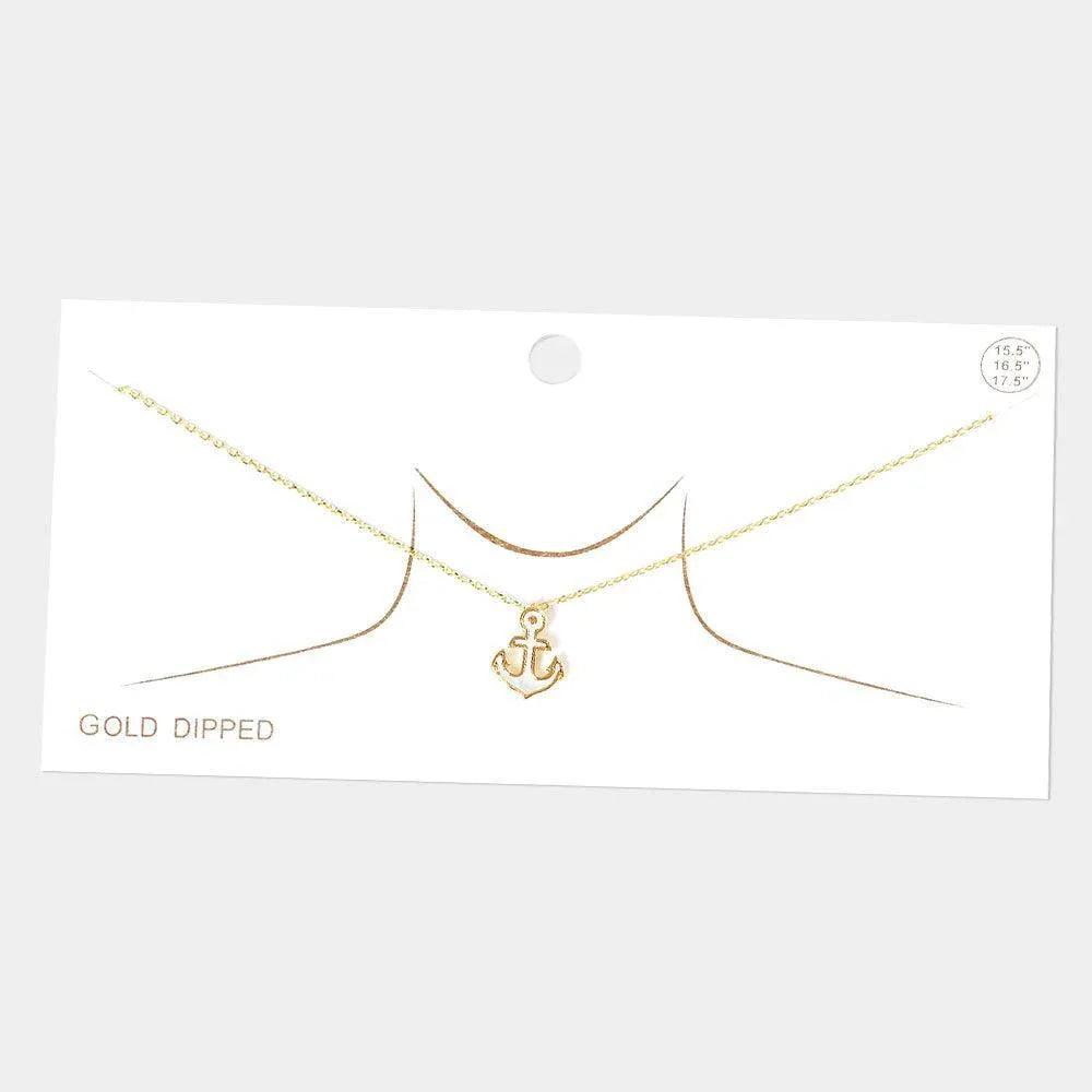 Gold Gold Dipped Mother of Pearl Anchor Pendant Necklace - Jewelry Store by Erik Rayo