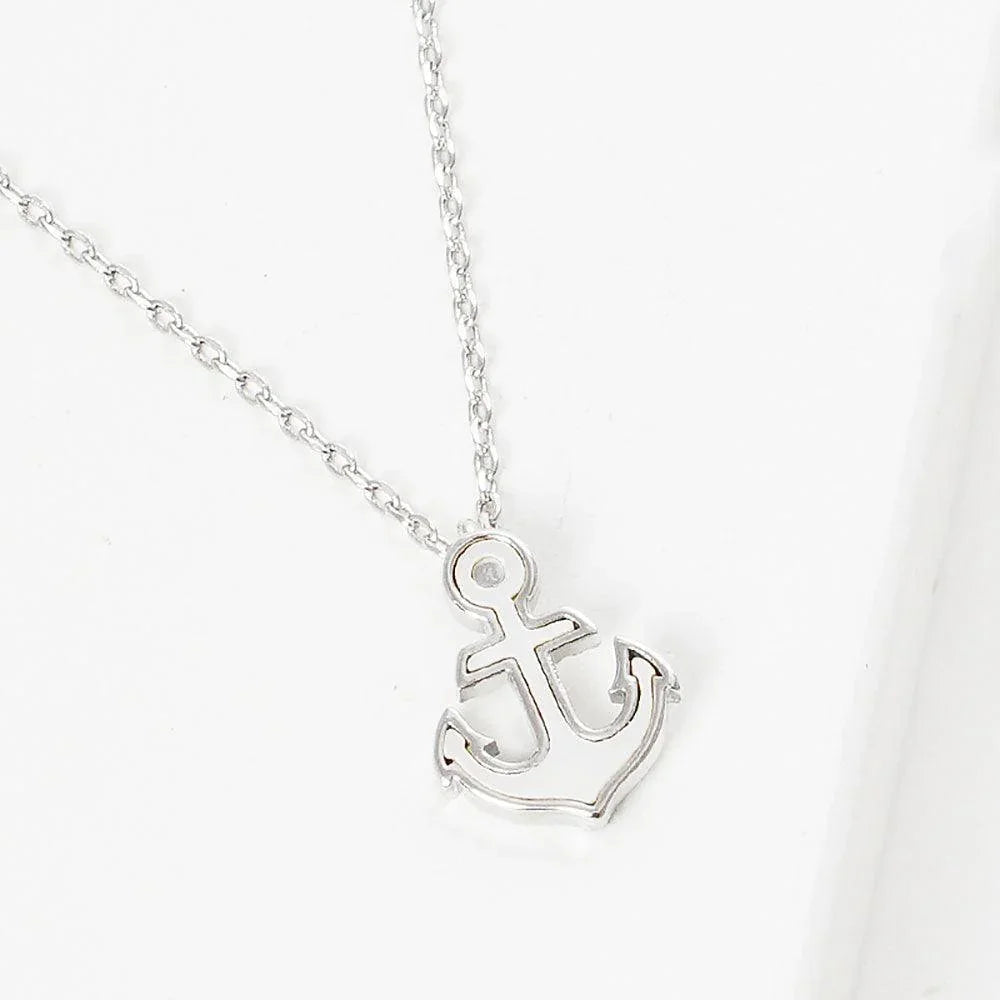 Gold White Gold Dipped Mother of Pearl Anchor Pendant Necklace - Jewelry Store by Erik Rayo