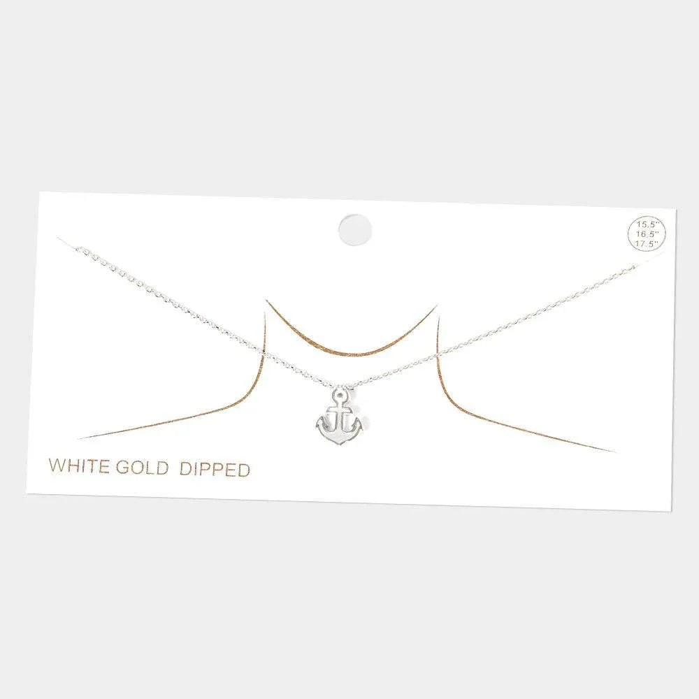 Gold White Gold Dipped Mother of Pearl Anchor Pendant Necklace - Jewelry Store by Erik Rayo