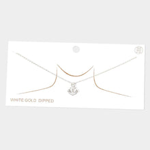 Load image into Gallery viewer, Gold White Gold Dipped Mother of Pearl Anchor Pendant Necklace
