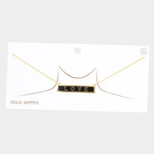 Load image into Gallery viewer, Gold LOVE Gold Dipped Enamel Rectangle Message Pendant Necklace
