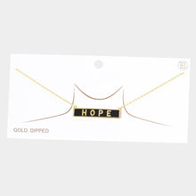 Load image into Gallery viewer, Gold HOPE Gold Dipped Enamel Rectangle Message Pendant Necklace
