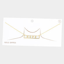 Load image into Gallery viewer, White HOPE Gold Dipped Enamel Rectangle Message Pendant Necklace
