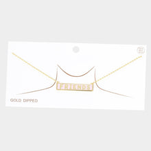 Load image into Gallery viewer, Pink FRIENDS Gold Dipped Enamel Rectangle Message Pendant Necklace
