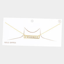 Load image into Gallery viewer, White FRIENDS Gold Dipped Enamel Rectangle Message Pendant Necklace
