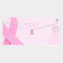 Load image into Gallery viewer, Gold White Gold Dipped Enamel Pink Ribbon Pendant Necklace
