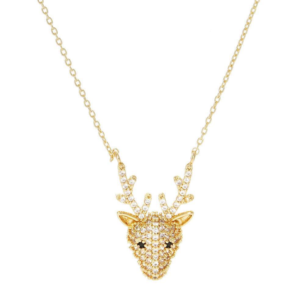 Gold White Gold Dipped CZ Rudolph Pendant Necklace - Jewelry Store by Erik Rayo