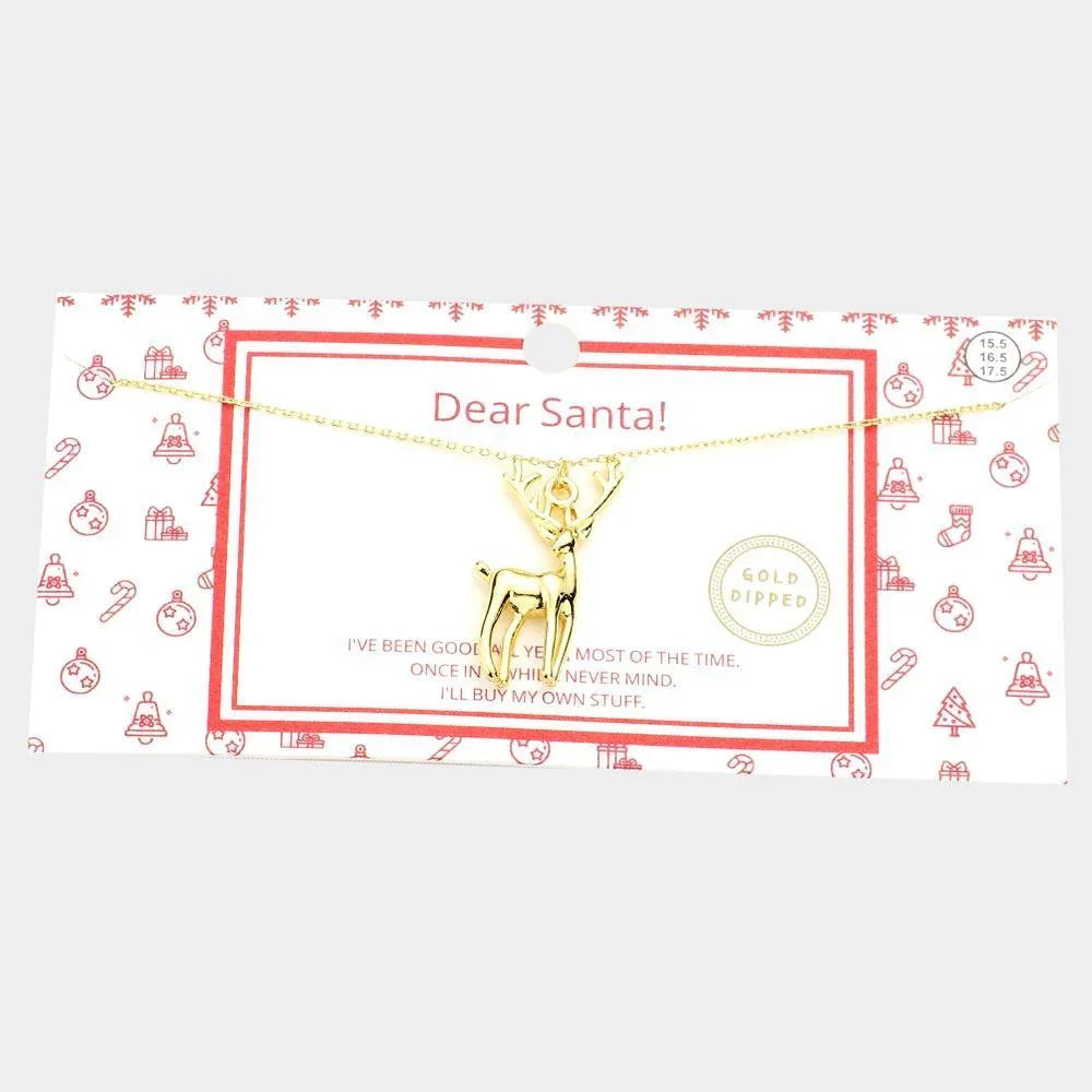 Gold Gold Dipped Reindeer Pendant Necklace - Jewelry Store by Erik Rayo